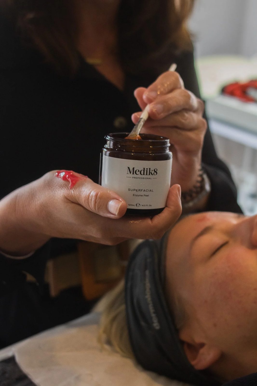 Medik8 Superfacial Enzyme Peel being applied in clinic at Ms Beauty Hub